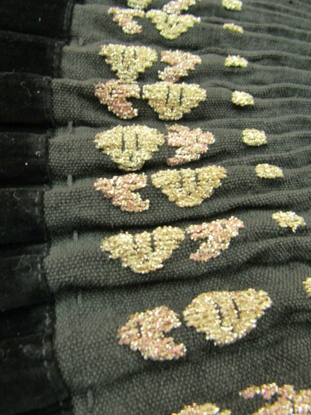 17-18th C. RARE ANTIQUE Folk costume SKIRT, EMBROIDERED GOLD TINSEL PLEATED