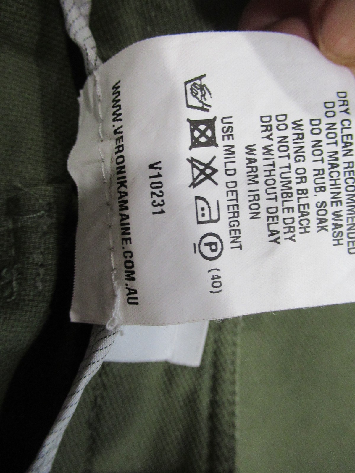 Veronika Maine Skirt Khaki Green Size 10 Australia Cotton A-Line VG 2010s