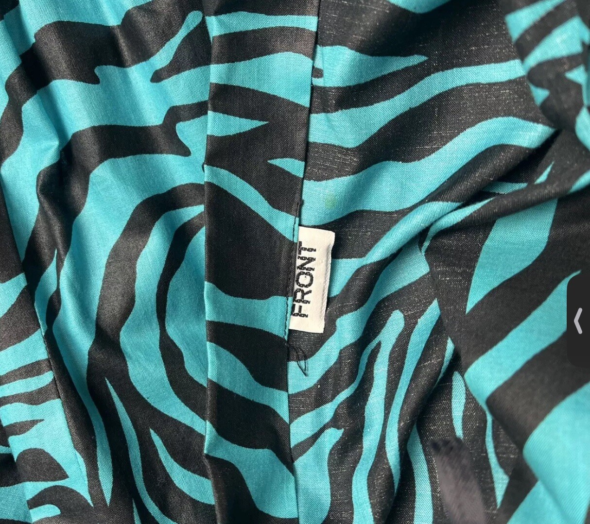Vintage 70s 80s Mollie Parnis Studio Aqua Black Stripe One Shoulder Dress 2 4