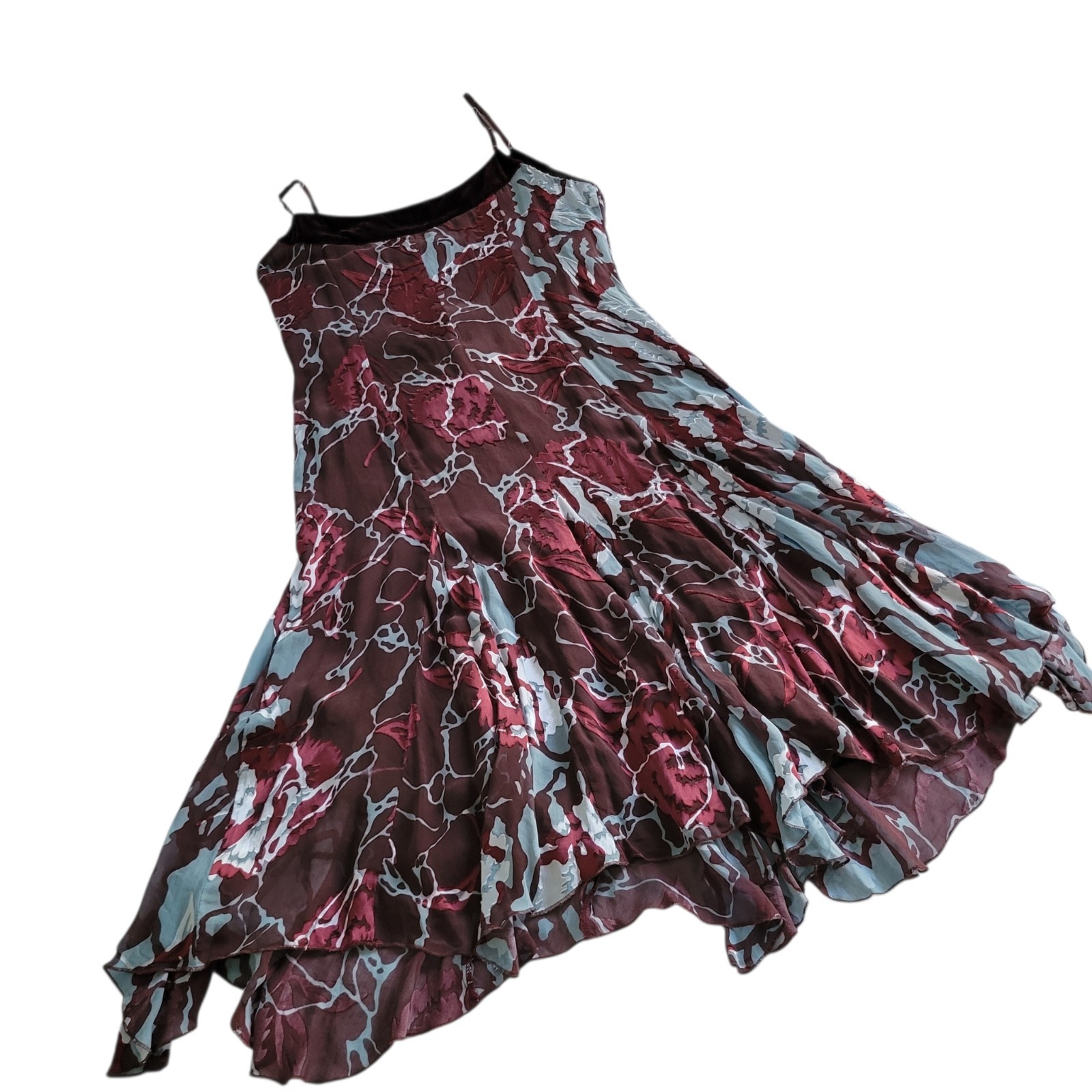VTG European 90s Monnari Silk Velvet Midi Dress Whimsigoth Fairy Grunge Med
