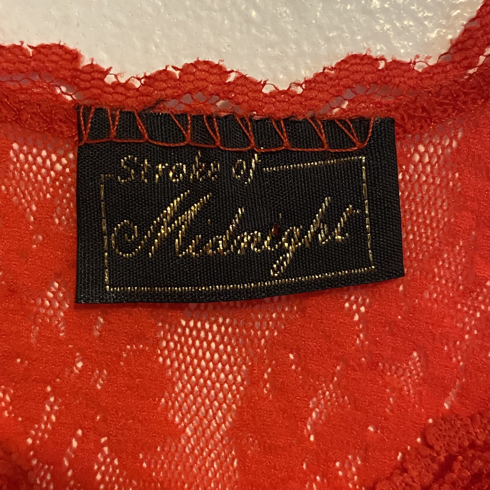 Vintage Stroke Of Midnight Red Night Gown Babydoll Womens Medium Made In USA
