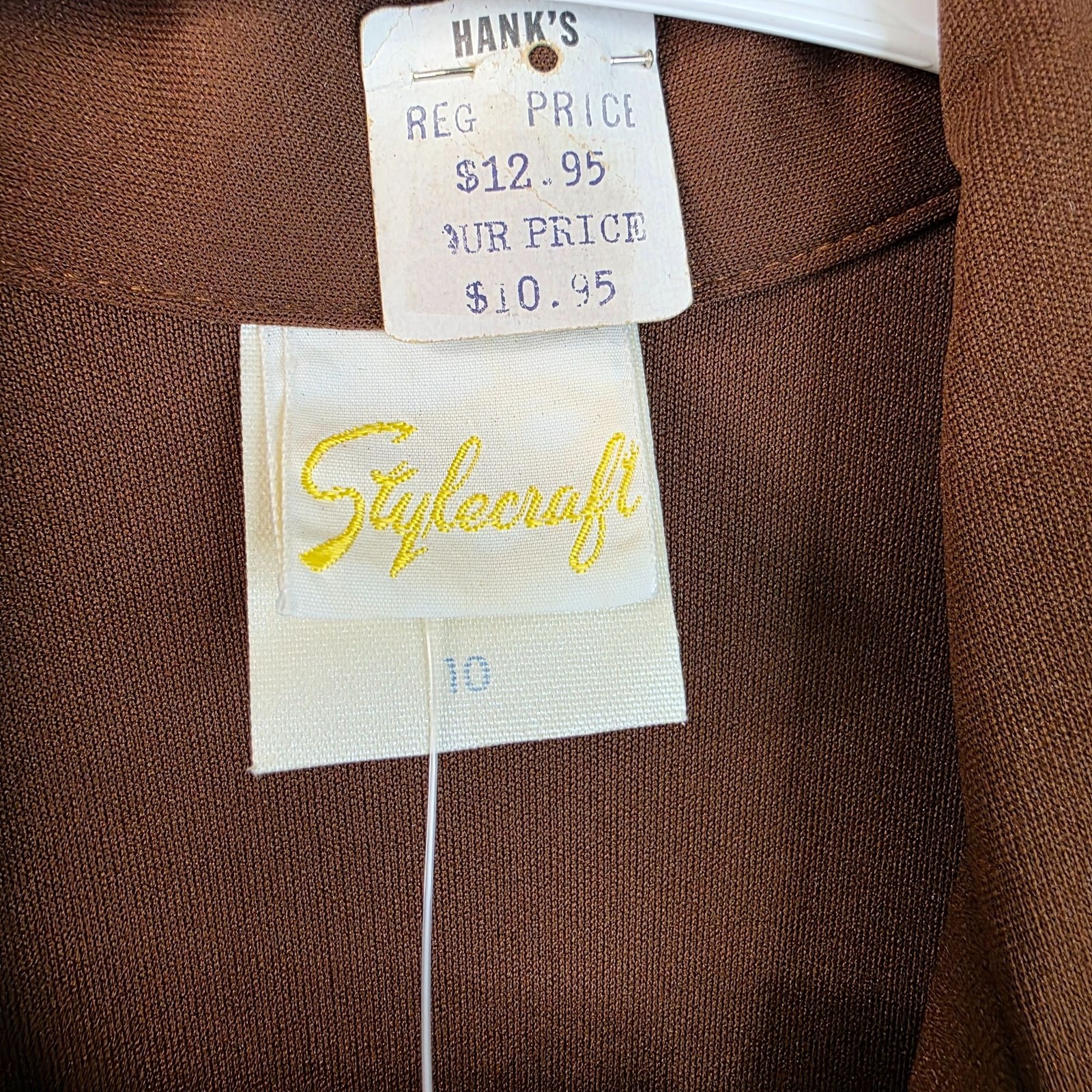 Vintage 70s Stylecraft Button Up Shirt 10 Brown Golf Retro Country Club Office
