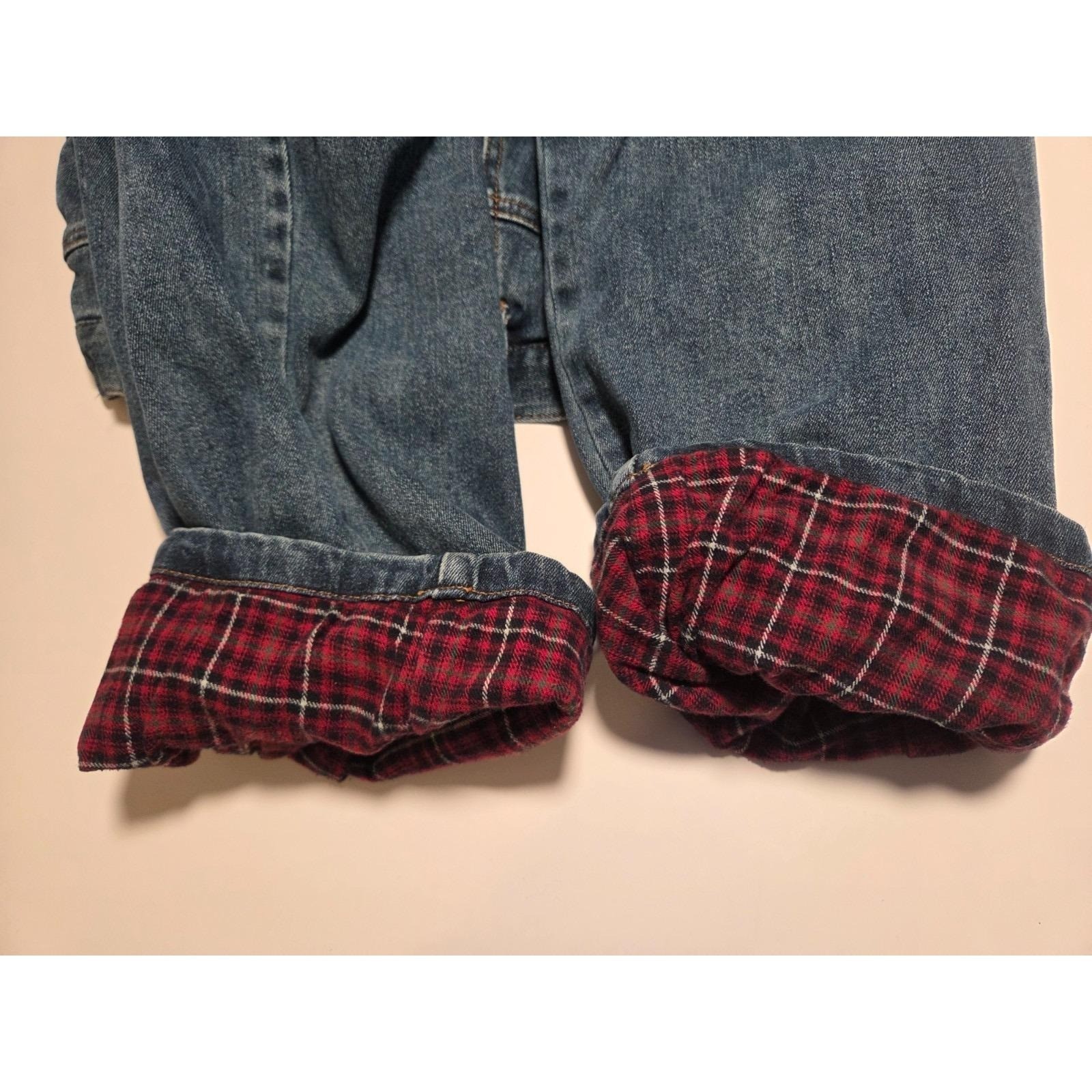 Vintage Cabelas Jeans Womens 14 Blue Denim Dark Wash Flannel Lined Straight Leg
