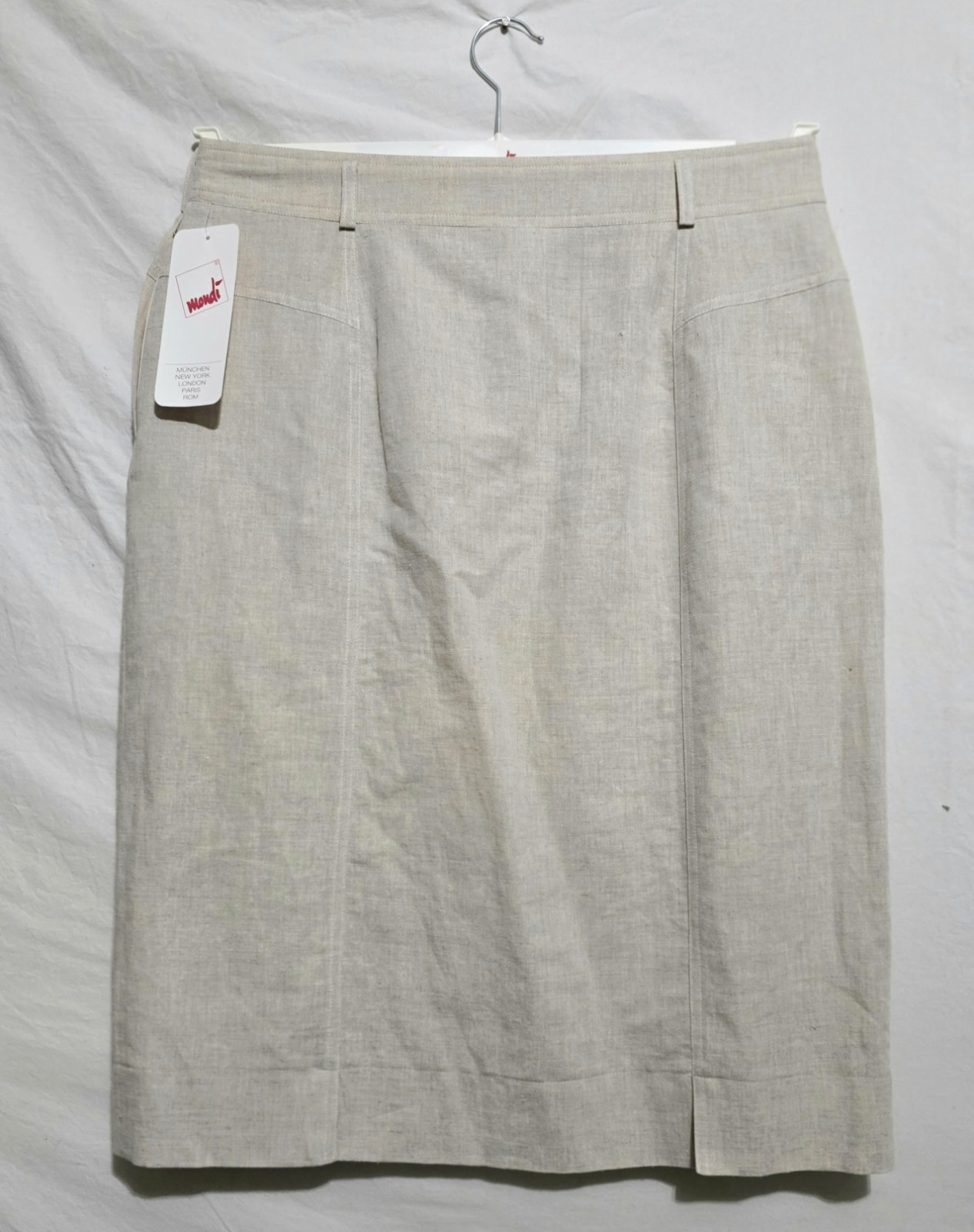 Mondi Skirt Sz 44 M/L New Vtg Straight Beige Ecru Linen Blend ’90s Office Career