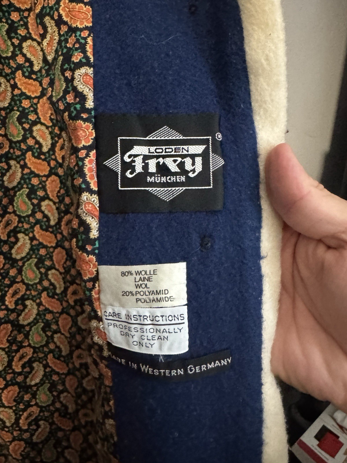 1970s West German Loden Wool Coat – Bavarian Coin Buttons Paisley Lined M/L
