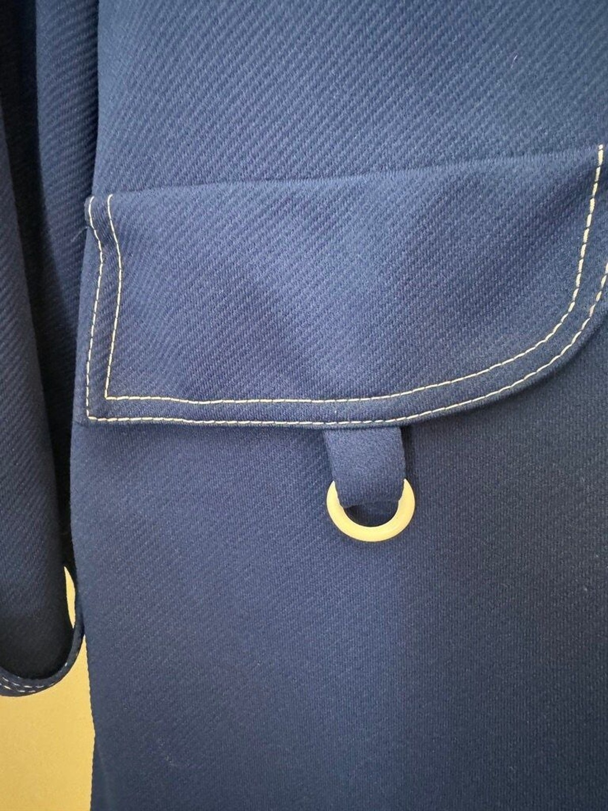 Vintage Navy Poly Car Coat with White Buttons and stitching details – NPC fashio