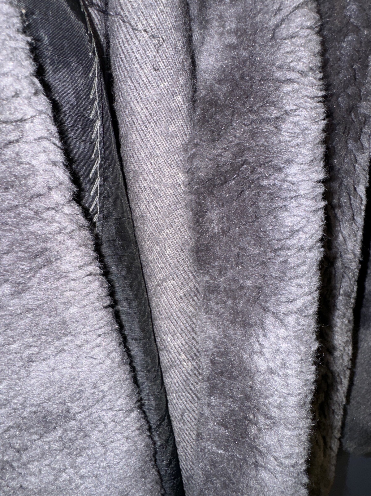 M/L Vintage Long Fur Teddy Bear Rock Star Coat, Gray, Borgana, Lined Pockets USA