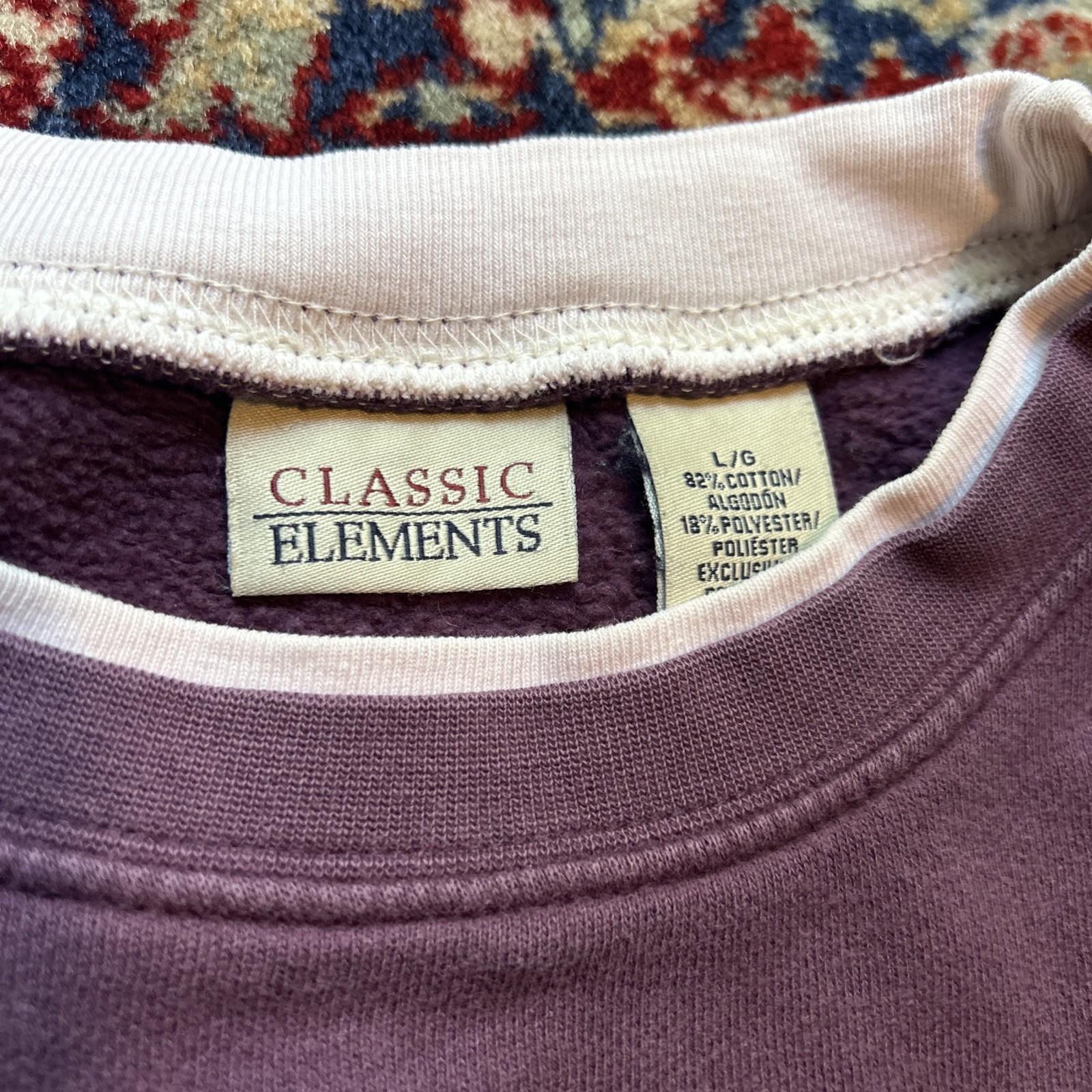 VTG Classic Elements Cat Embroidered Women L Apple Pullover Purple Sweatshirt