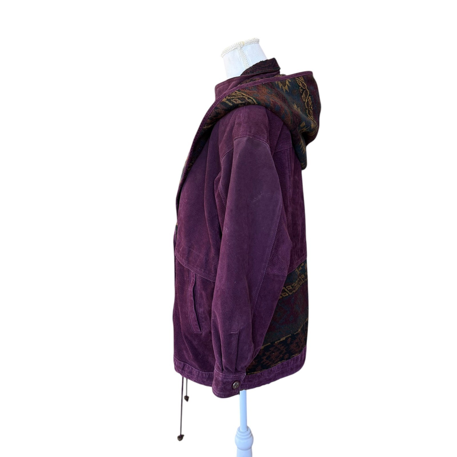 Adventure Bound Wilsons Purple Suede Leather Southwestern Hooded Jacket Medium