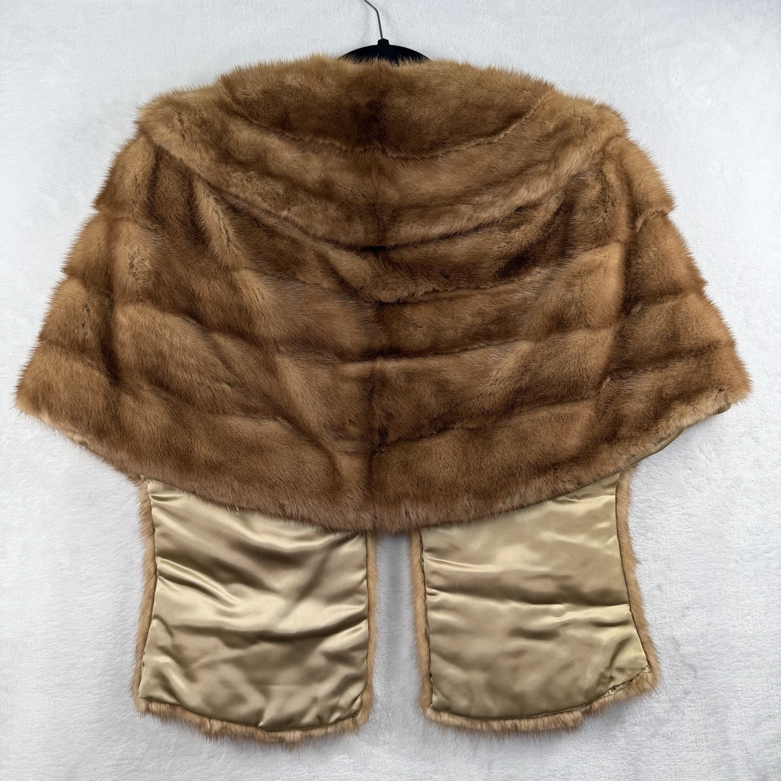 Vintage 1950s Real Fur Stole Cape Brown Mink Fur Shawl Wrap Old Hollywood Glam