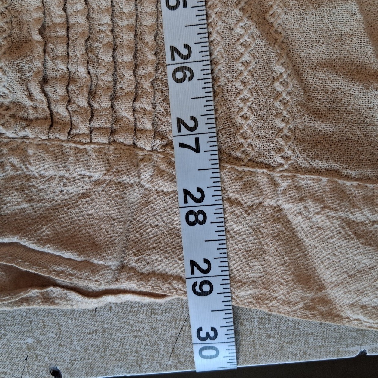 American SouthSIde Upcycled Coffee Stained Tunic Top 100% Cotton Embroidered EUC