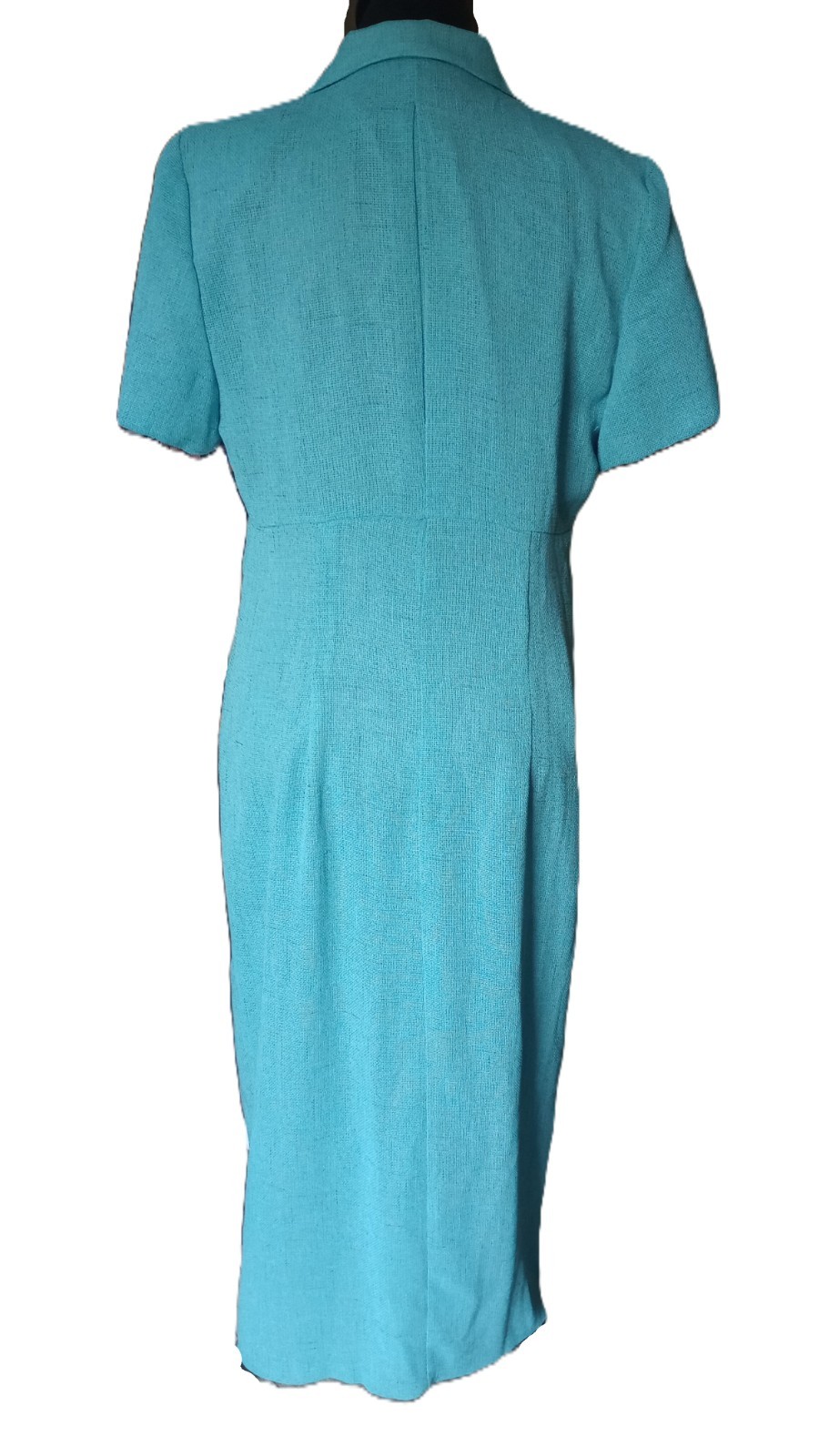 Donna Ricco Women’s 12 Blue Tweed Button Front Midi Dress, NWOT, Vtg