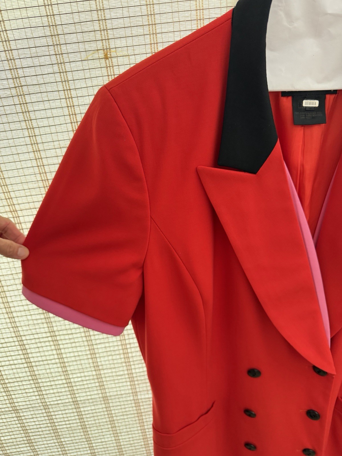 Vintage Escada Margaretha Ley Red Virgin Wool Tuxedo Blazer Dress EU 44