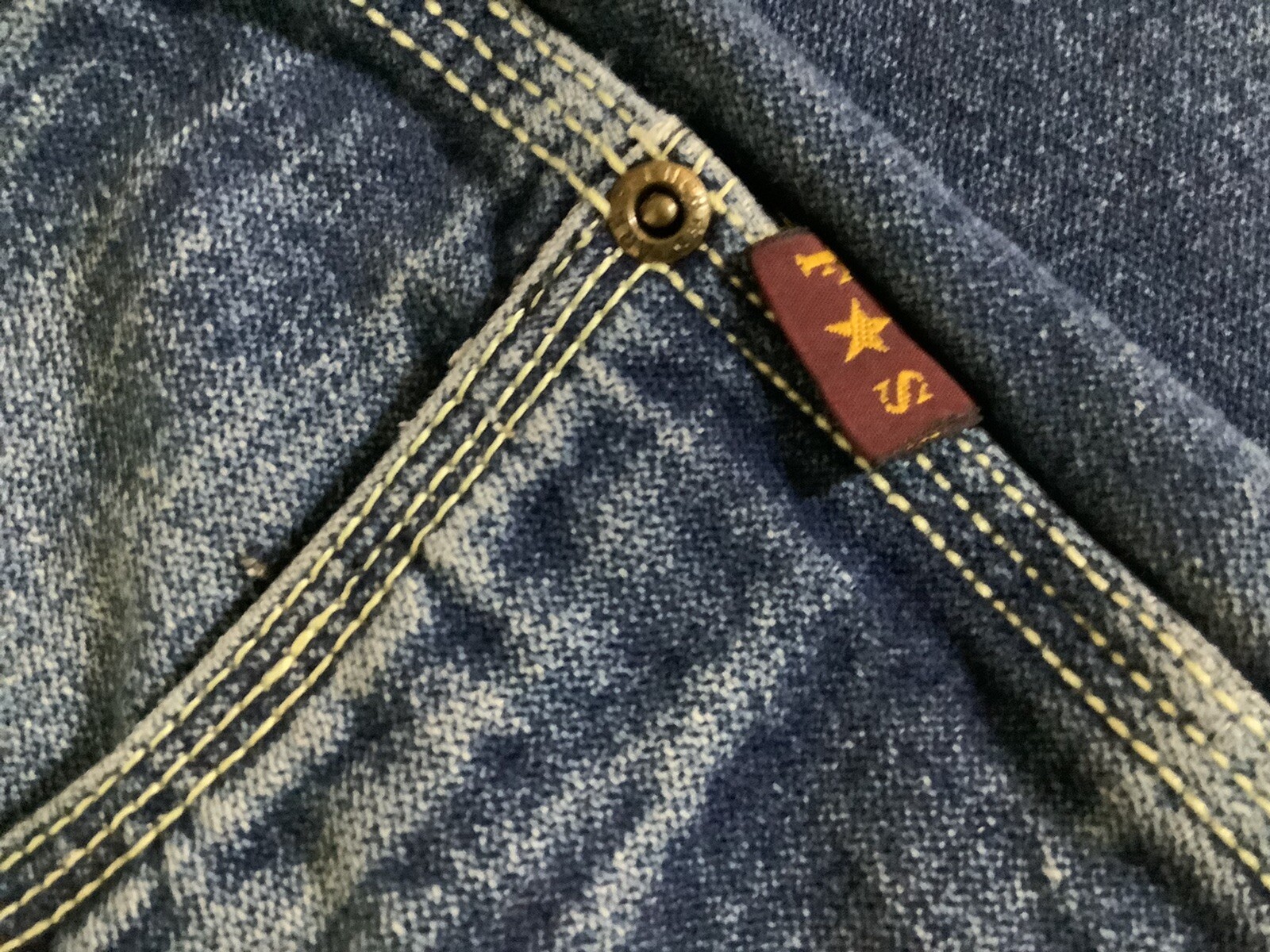 Vintage 70s FRENCH STAR Blue Denim Jeans W 36” Inseam 32”