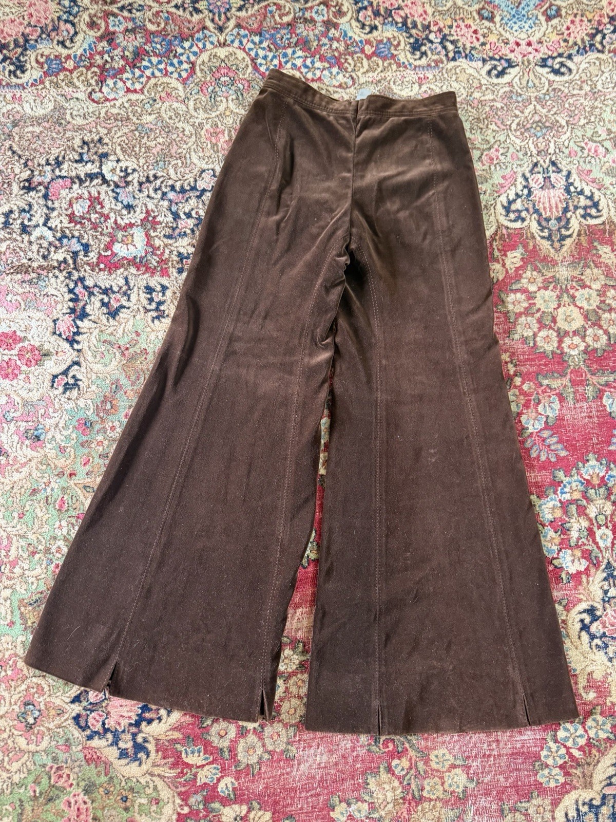 Vintage 1970’s La Parisienne La Piazza Chocolate Brown Velvet Bell Bottom XS