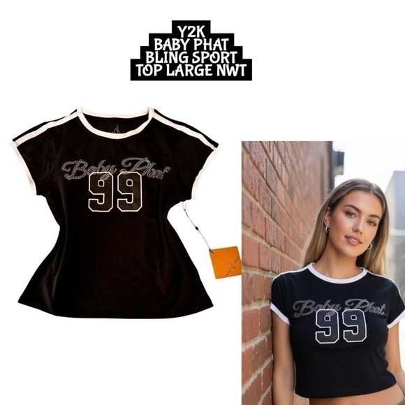Y2K BABY PHAT BLING SPORTY MCBLING TOP LARGE NWT