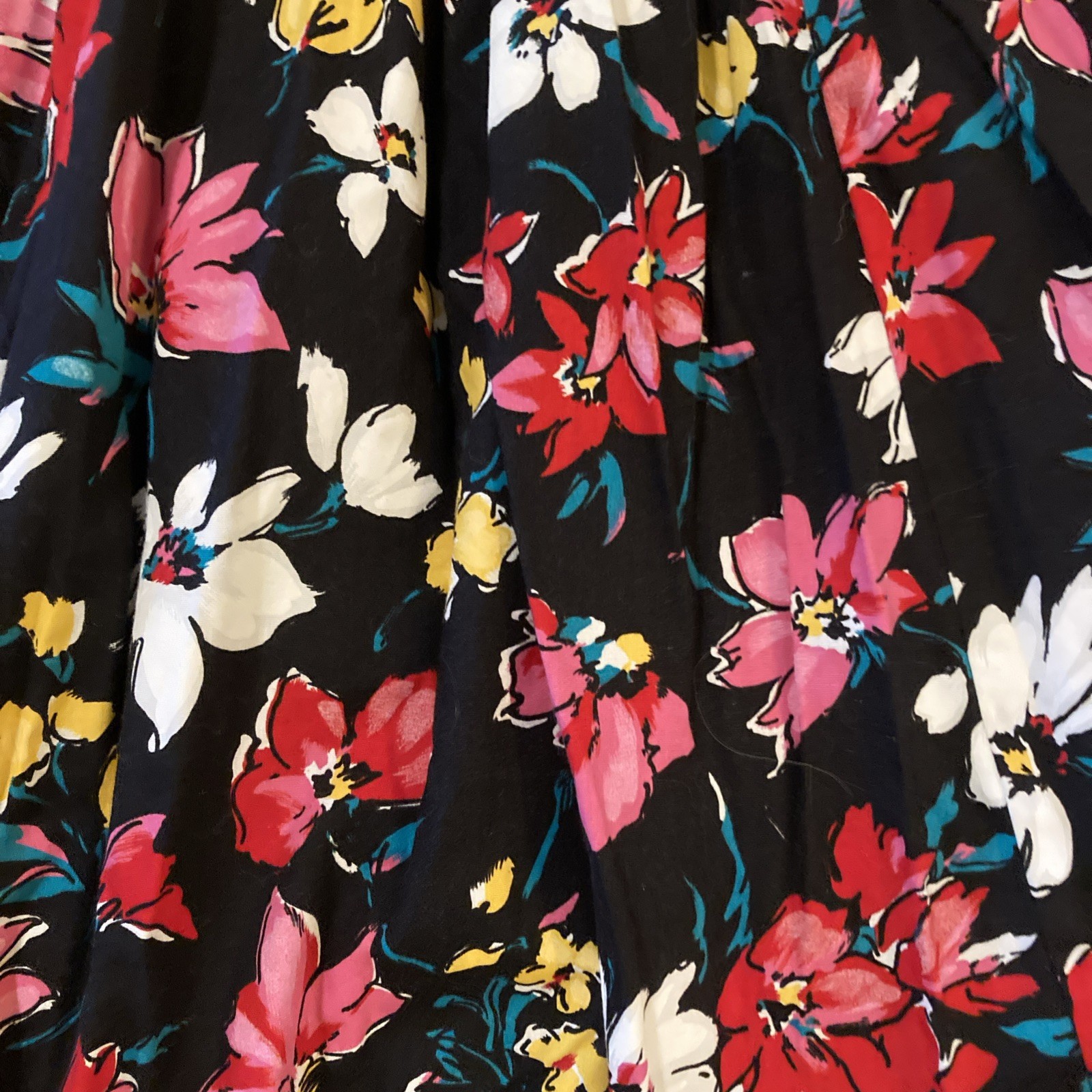 Vintage REO Originals Dress Size 12 / L Black Floral Ribbon Maxi 1970s USA Made
