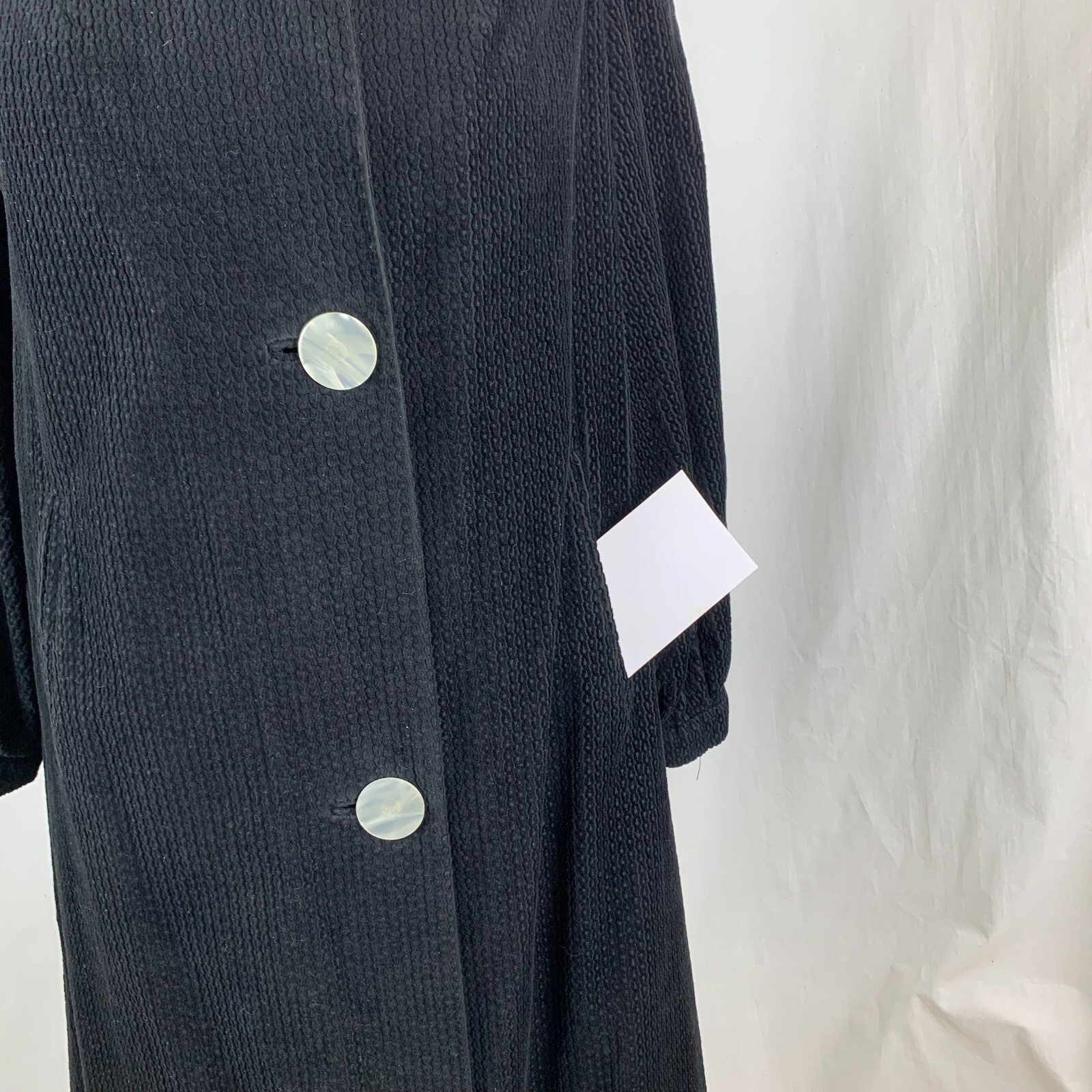 Vintage 50s Aubrey Segal Swing Coat M Black Corduroy Red Lining Mother of Pearl