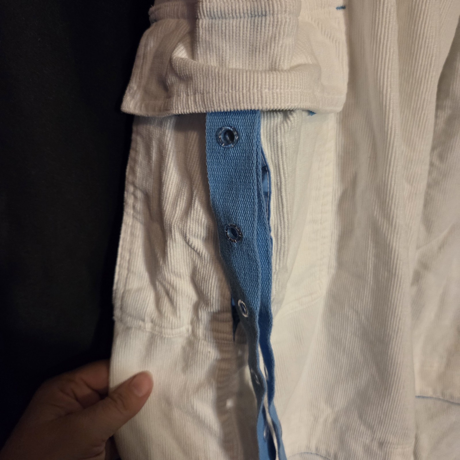 Vintage 90s Y2K Buggirl White/Blue Cords Baggy Wide Leg Pants Skater Rave Sz L