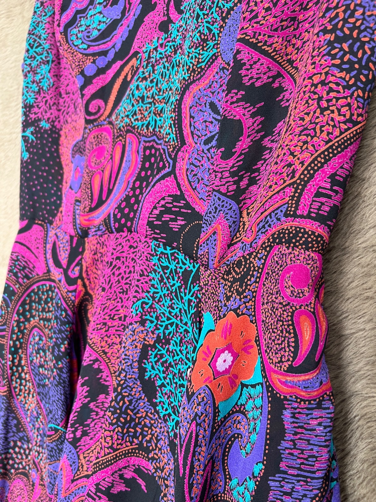 Vintage 90s BCBG Paris Sheer Paisley Dress sz Small Made in USA