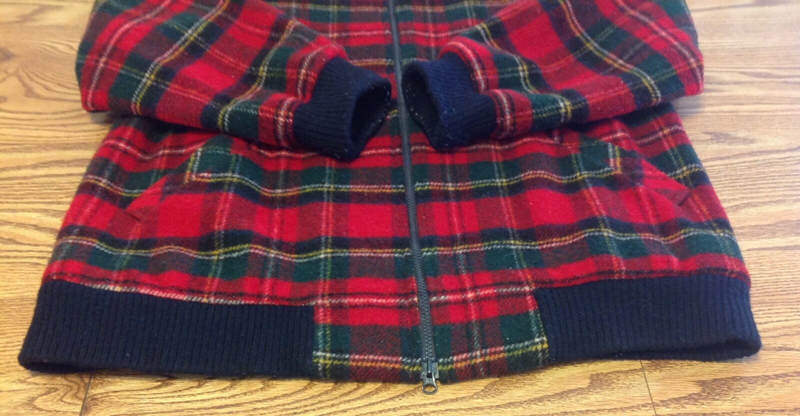 Mackintosh New England Red Tartan Plaid Jacket Wool Nylon Zip Women’s 14