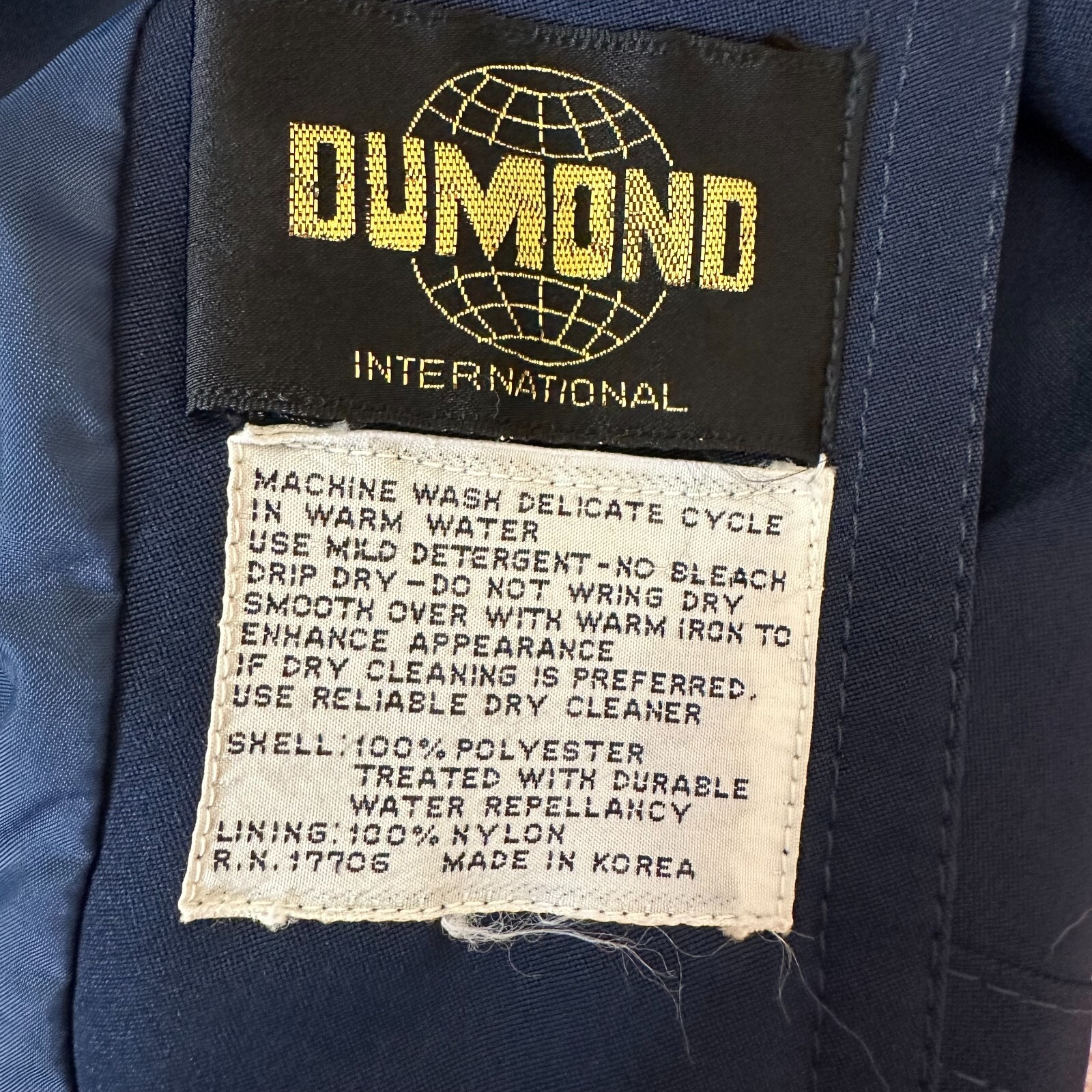 Vintage Dumond International Navy Blue Double Pea Trench Rain Coat Women’s S M