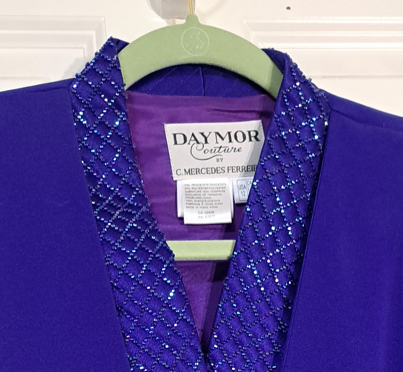 DAYMOR COUTURE by MERCEDES FERRIERA Royal Blue Evening Suit w/ Beaded Accents 12