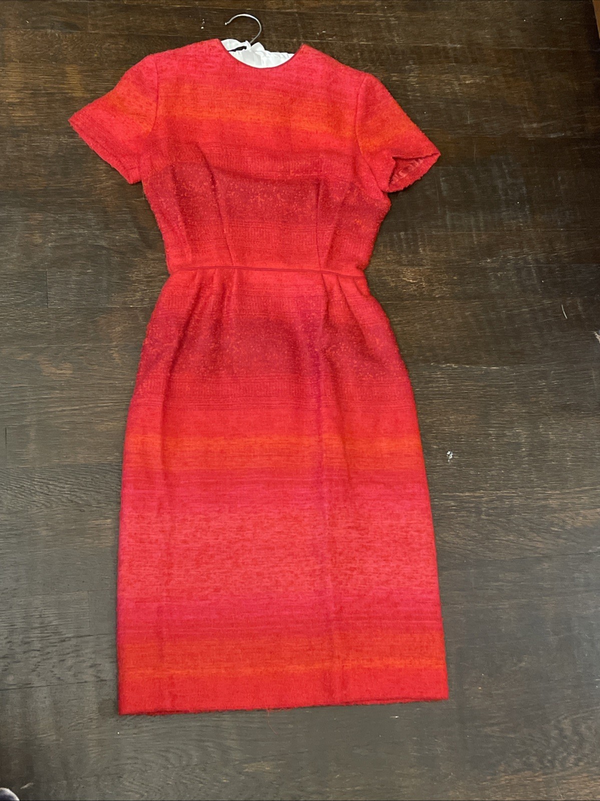 Vintage 60s Red Striped Secretary Geek Dress Textured sz 6