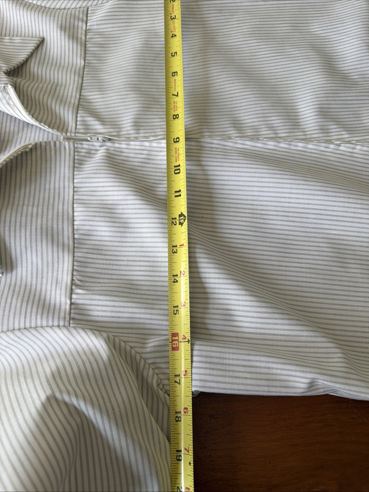 Vintage MCM Skimma Beige & White Striped House Dress 3/4 Zip Belt Medium