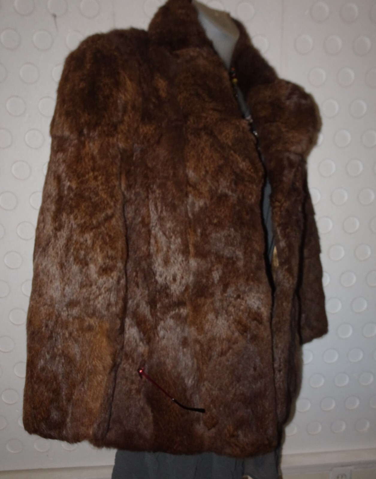 Genuine Rabbit Fur Brown Coat / Jacket S / M Chocolate