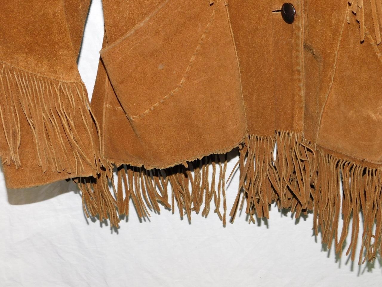 Vintage Pioneer Wear M Brown Suede Western Fringe Coat Woman Rockabilly Rodeo