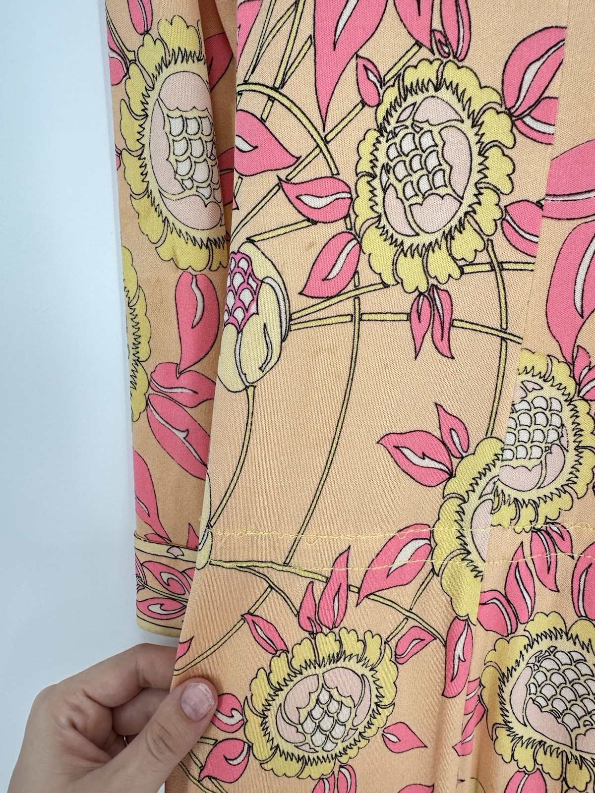 Vtg Emilio Pucci Saks Fifth Avenue Silk Jersey Floral Midi Dress 70s Sz 10 READ*