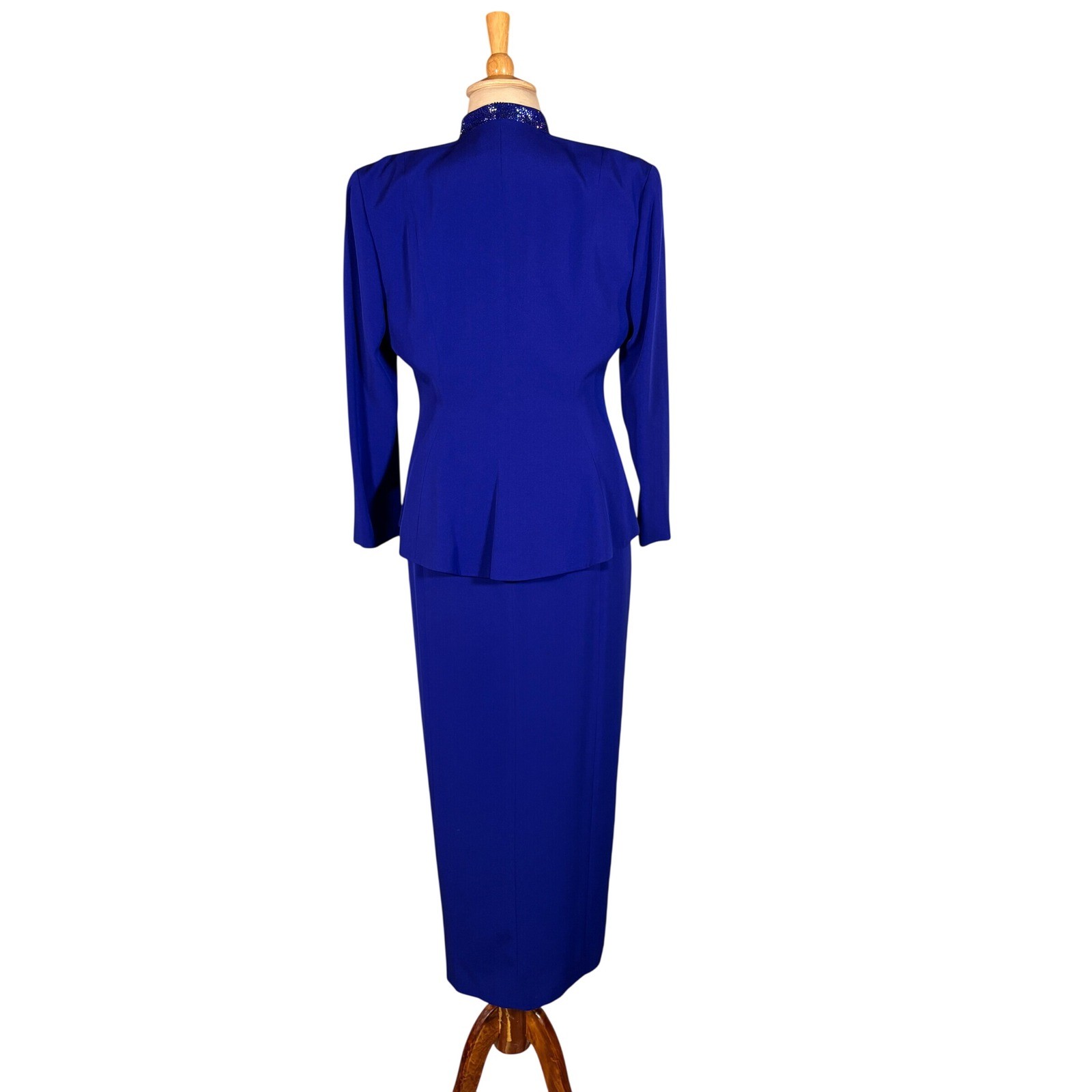 Vintage 90s Daymor Couture Royal Blue Jacket Dress Set 14 Mother of Bride Gown