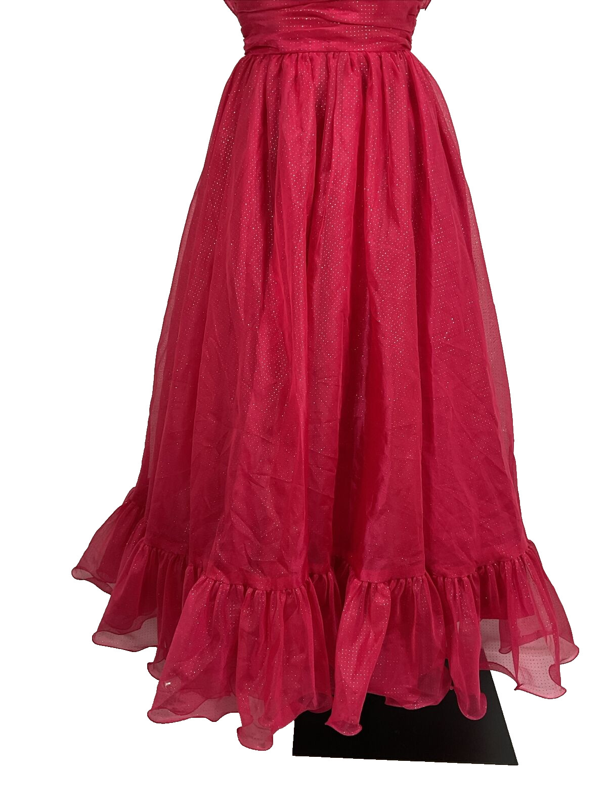 Vintage Mike Benet Seashell Gown 0 Pink Polka Dot Tuelle Chiffon 1960s Glitter