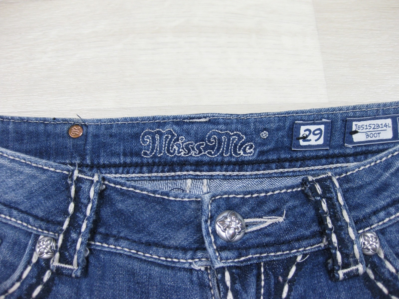 Y2K Miss Me Jeans Women’s (29) Low Rise Bootcut Biker Core #JE5152B14L McBling