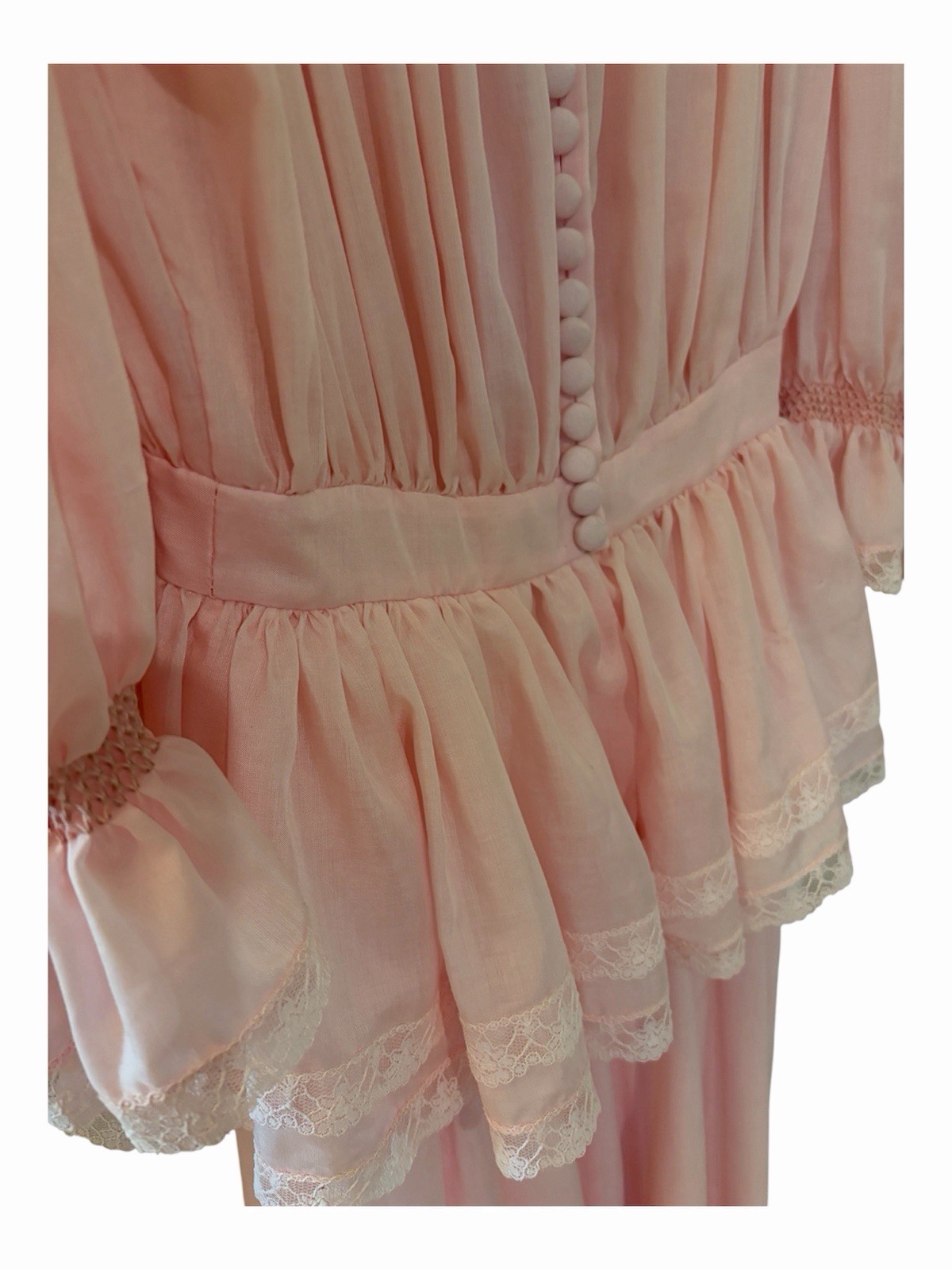 Edwardian Custom 70’s Romantic Gunne Sax Styling Pink Mid Length Dress XS-S