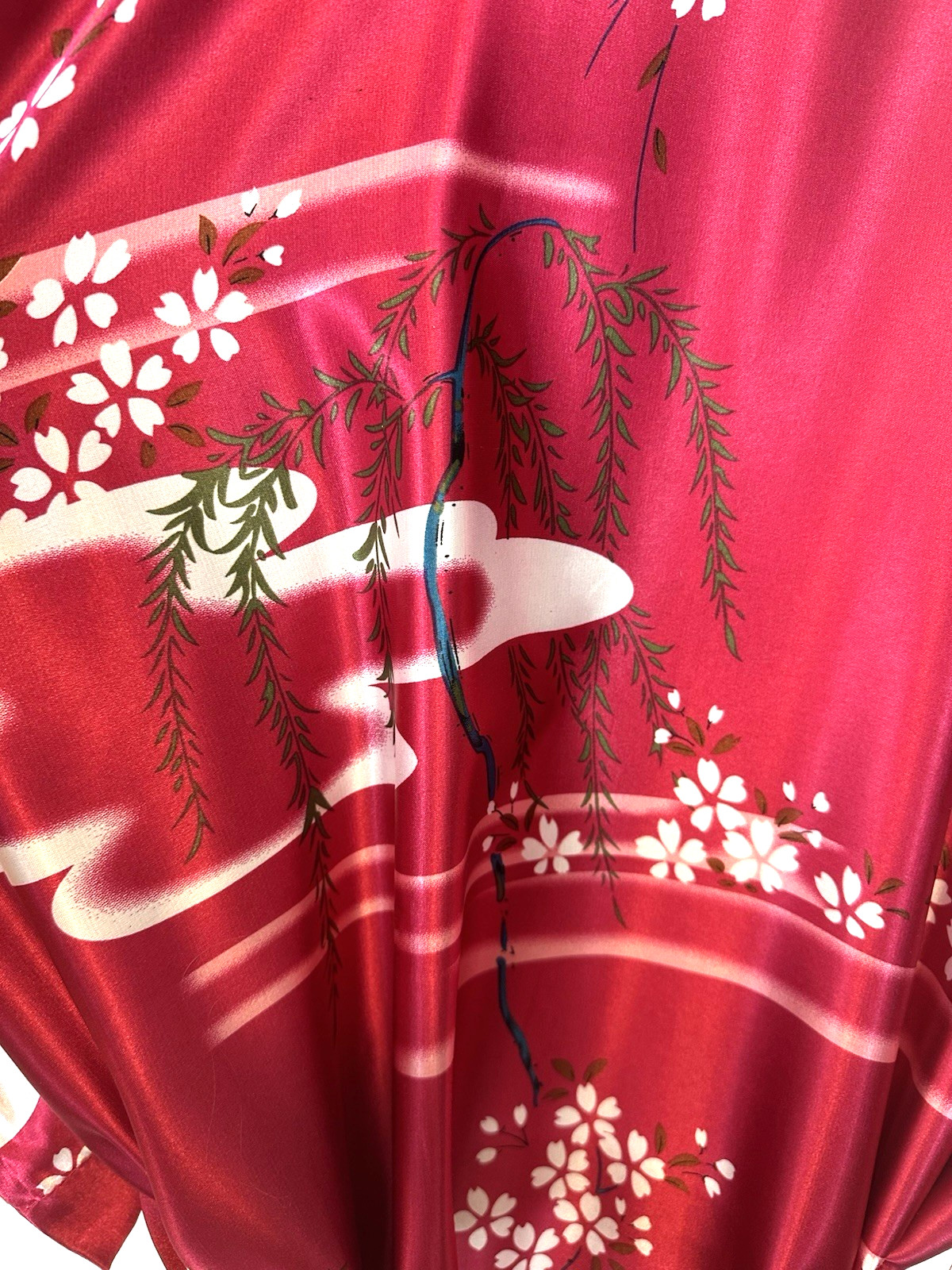 VTG ORIENTAL VILLAGE NWT Women’s Silk Robe Red Floral Geisha Bathhouse Kimono
