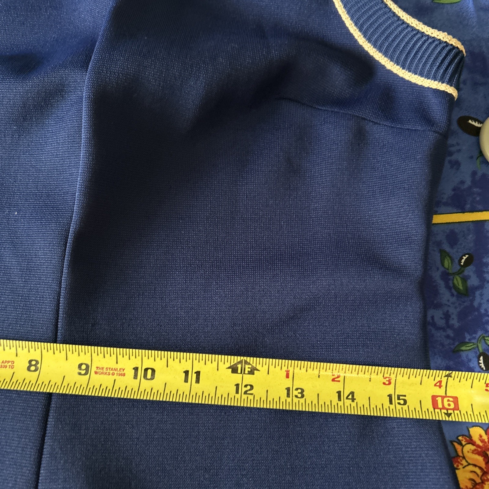 Vtg Lady Carol of New York 2 Pc Navy Knit Dress With Belt & Open Striped Jacket