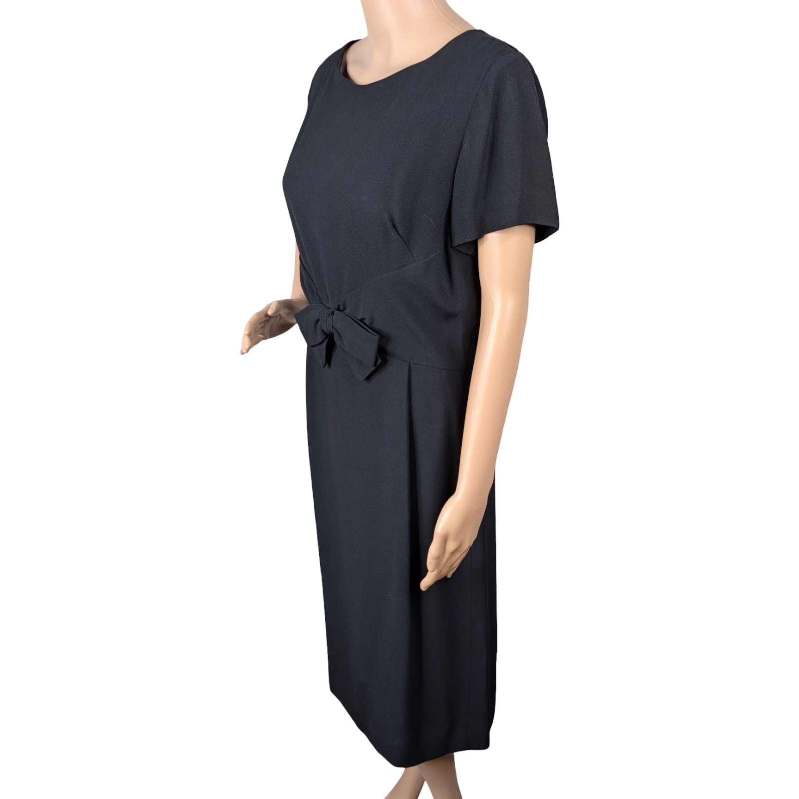 Vtg 50s Henry Lee Black Sheath Dress M Mid-Century Pinup Hourglass Rockabilly