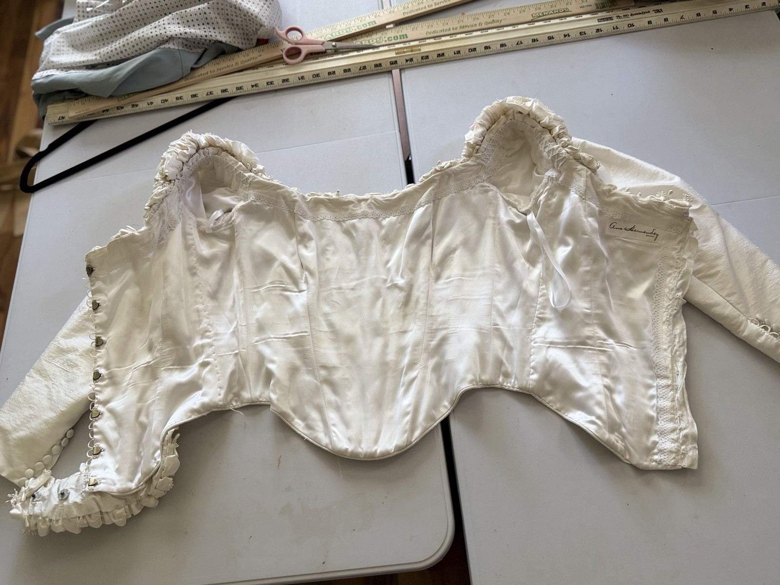 Anna Hernandez Handmade Bridal Corset Top XS/S Silk Victorian Style Long Sleeve