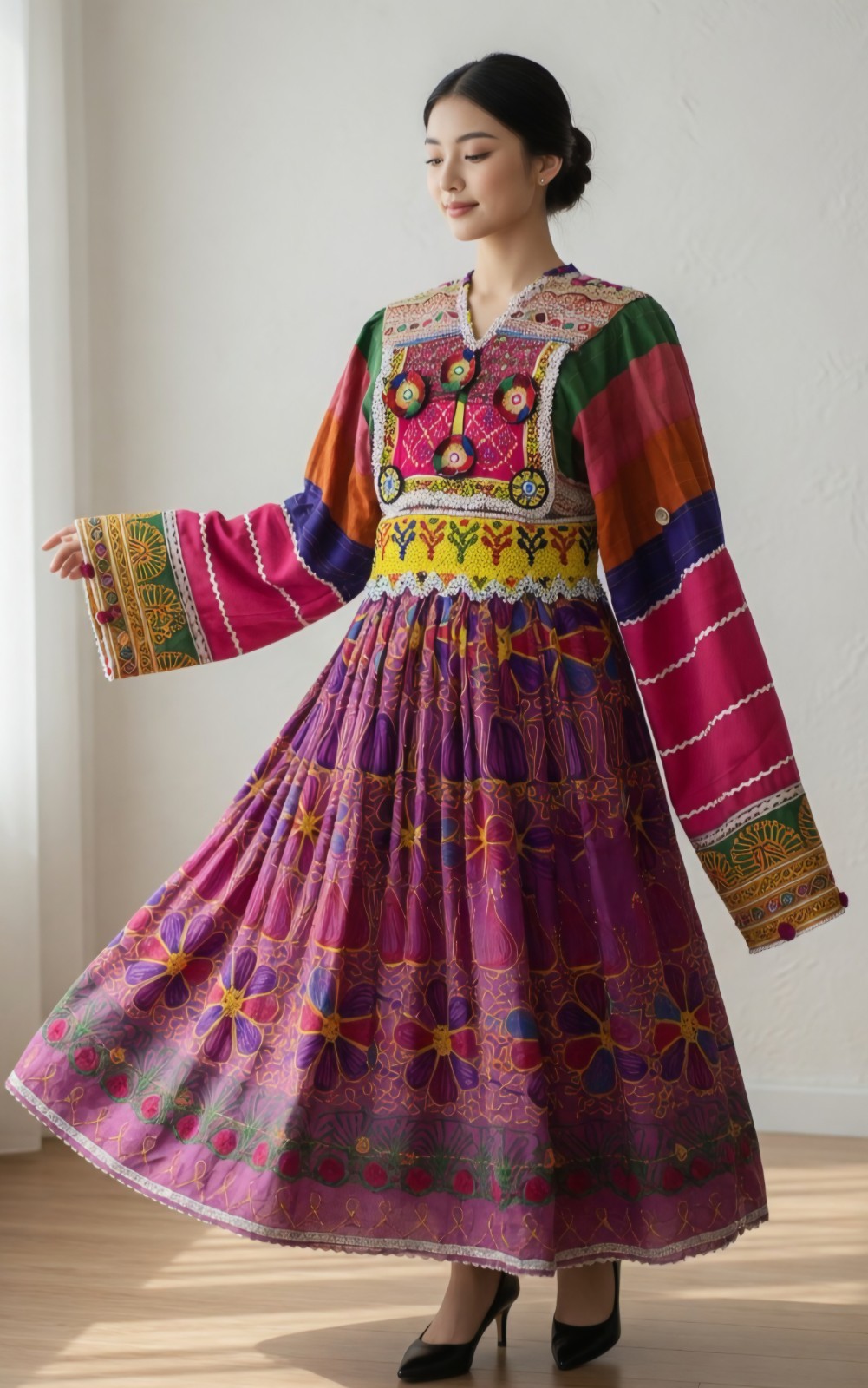 Vintage Afghan Kuchi Tribal Dress Hand Embroidered Mirror Work Boho Ethnic Nomad