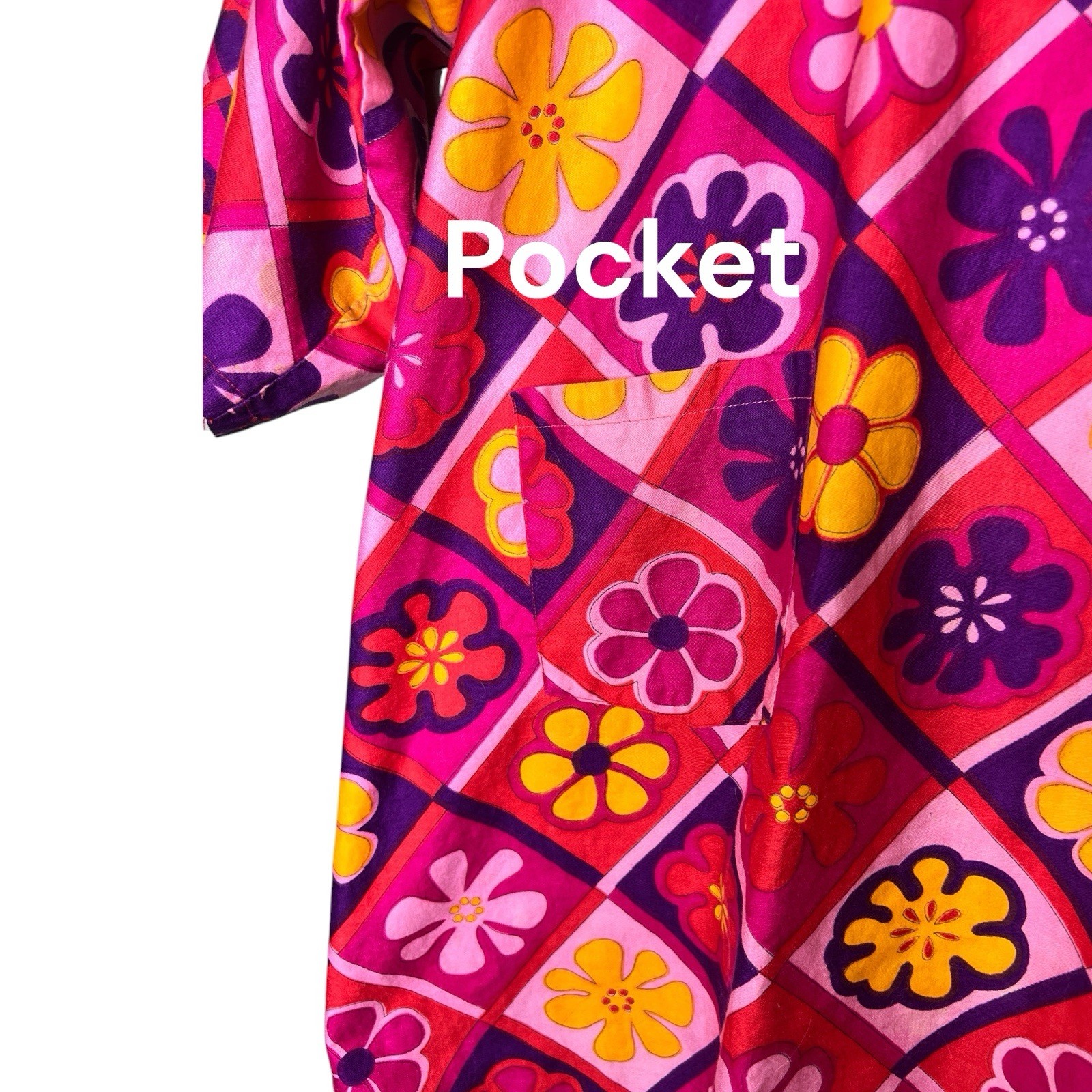 Vtg 60s DESIGN HOUSE Japan Artist Smock Apron Mod Psychedelic Flower Power