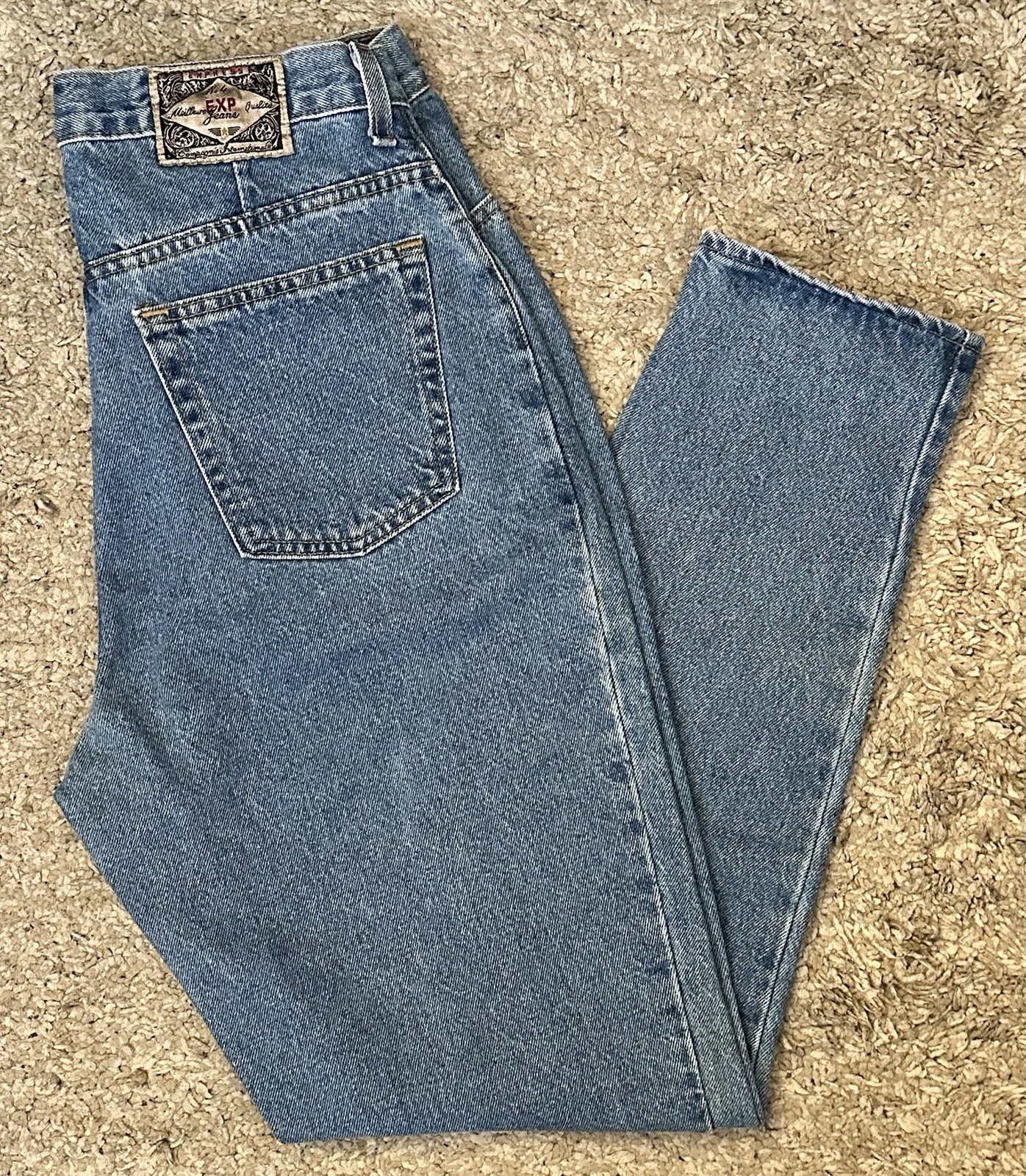 Vintage 90s Express No. 4 Juniors 13/14 Blue Classic Fit Tapered Denim Jeans USA