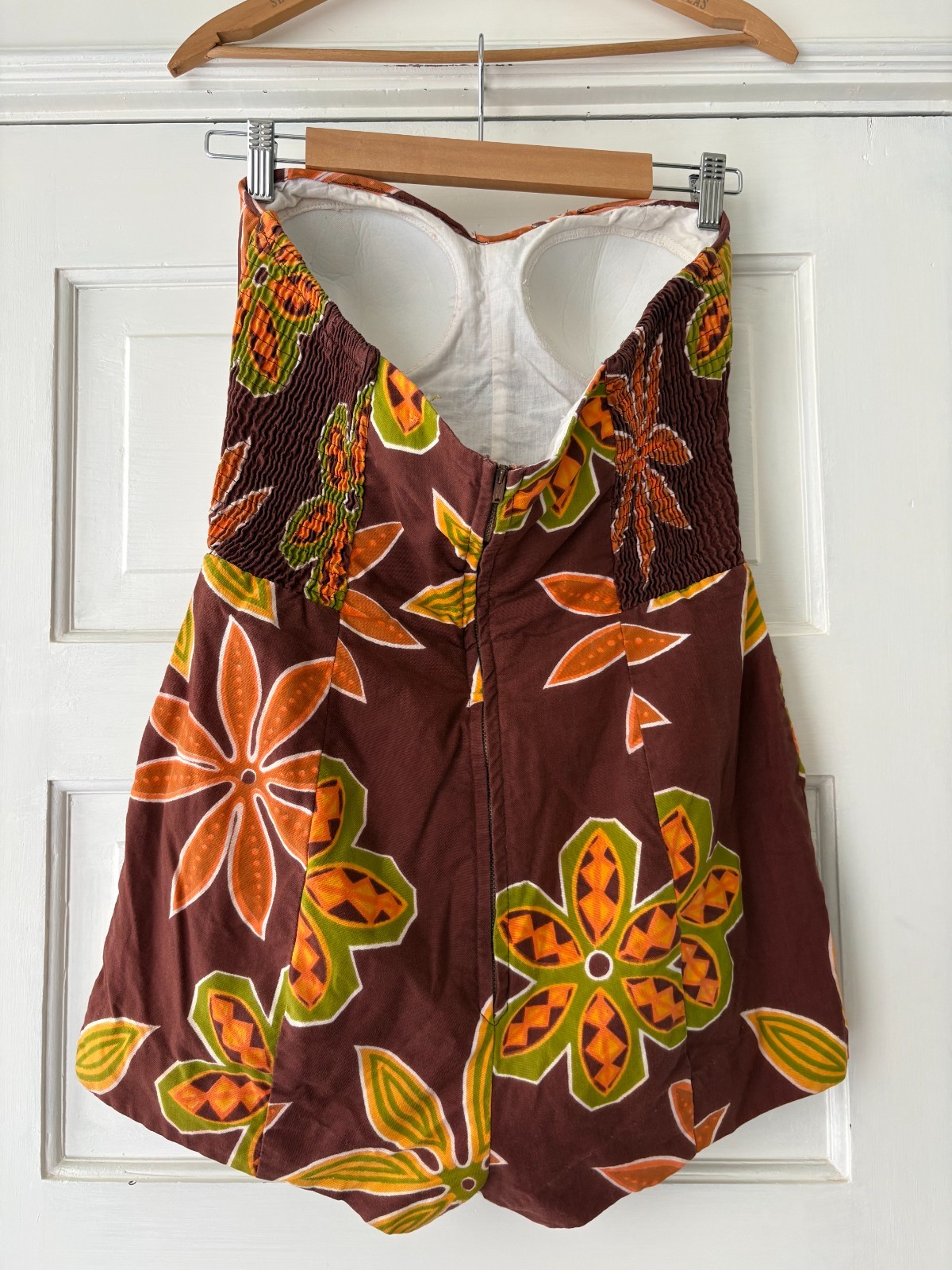 Vtg 50s 60s Hoaloha Hawaii Swimsuit Romper M/L Halter Hawaiian Tiki MCM