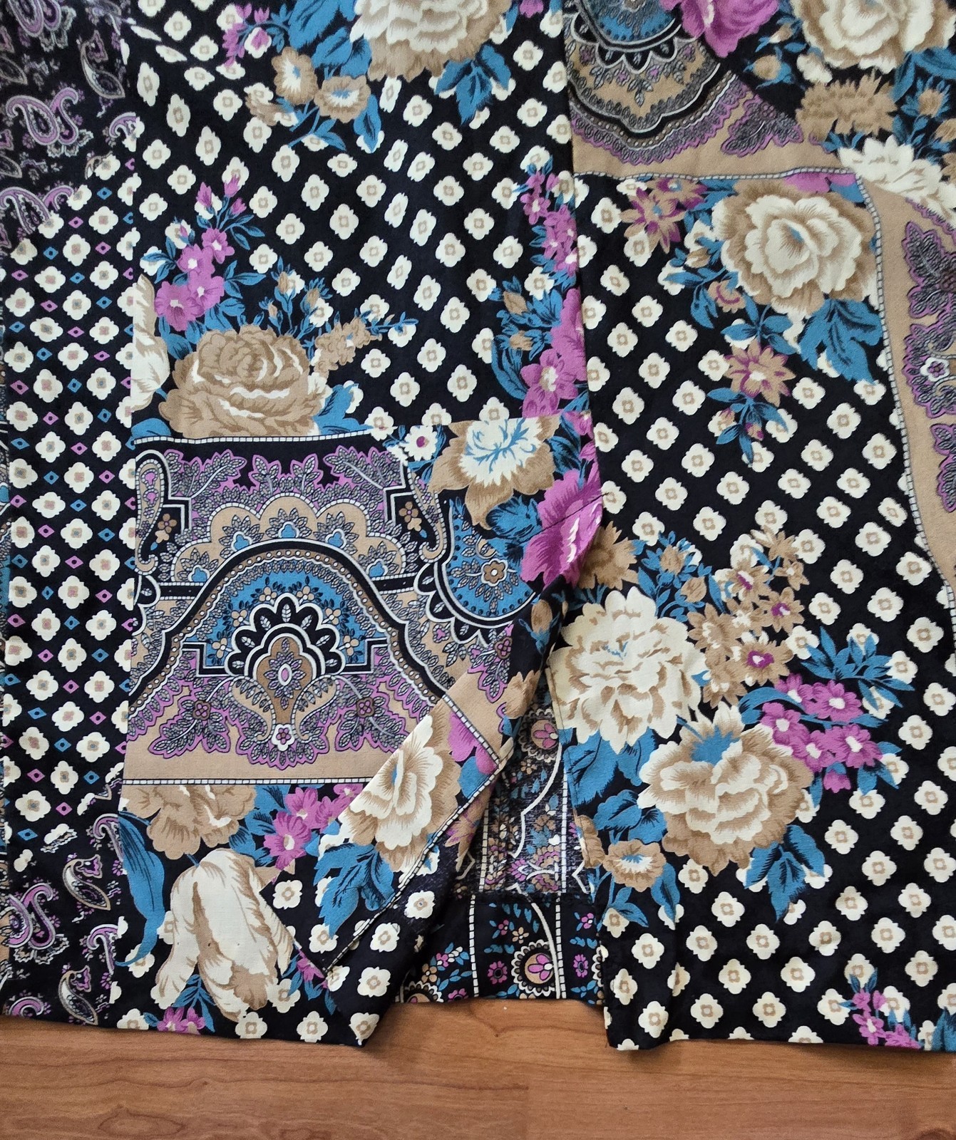 Vintage 70s Lorac Original Lady Carol ILGWU USA Paisley Rayon Dress 14.5