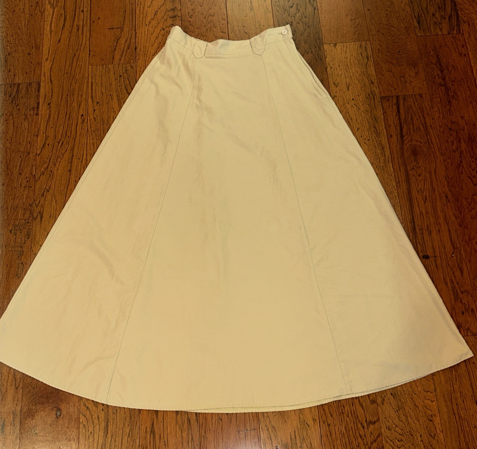Cactus Flower Vintage Longer Cut Western Style A-line Skirt Medium Khaki EUC