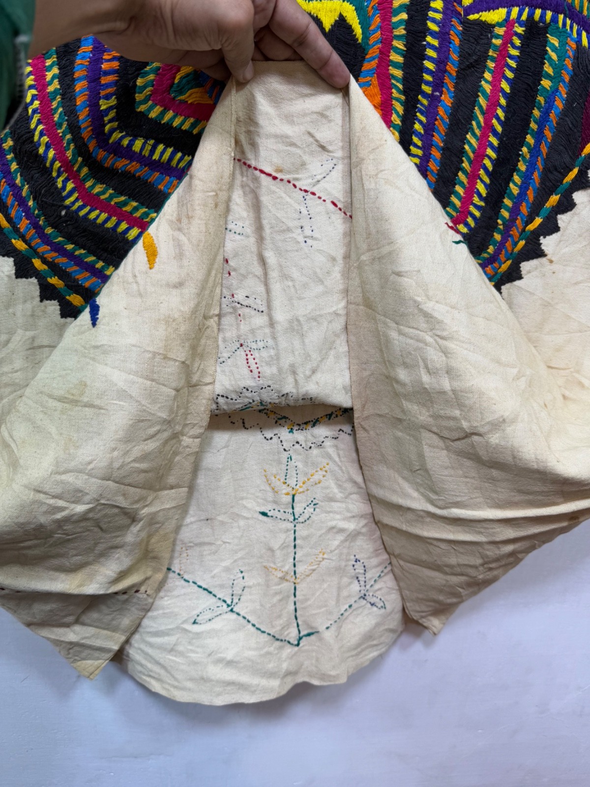 Vintage Beautiful Hand Embroidered Gautemalan San Mateo Huipil 75×72 Cm