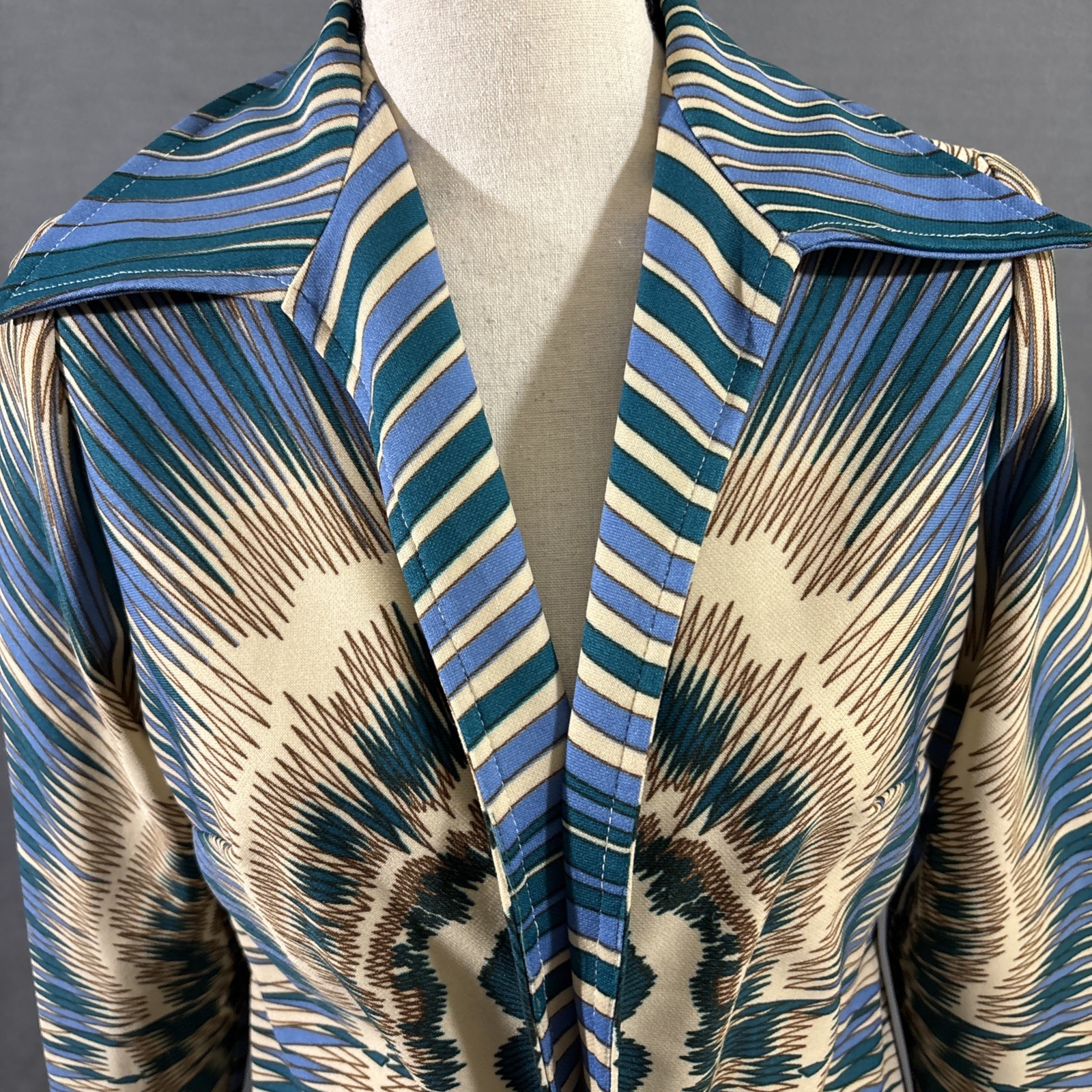 Lorax Originals Skirt Jacket Matching Set Blue Tan Teal Abstract Tie Dye Pattern