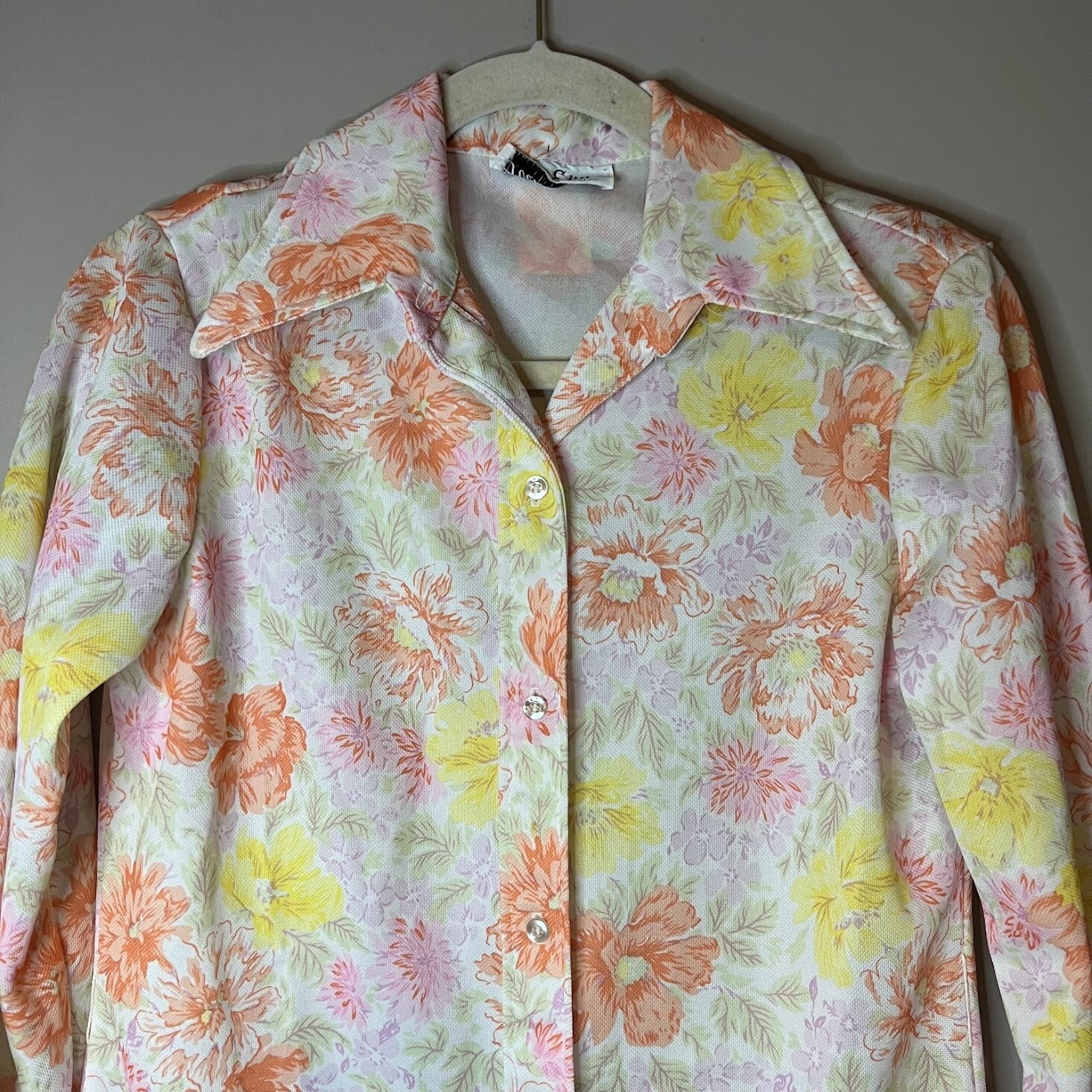 VTG 1970s Floral Button Up Skirt Mini Dress Tunic Boho Hippie Hippy 70s M/L ?