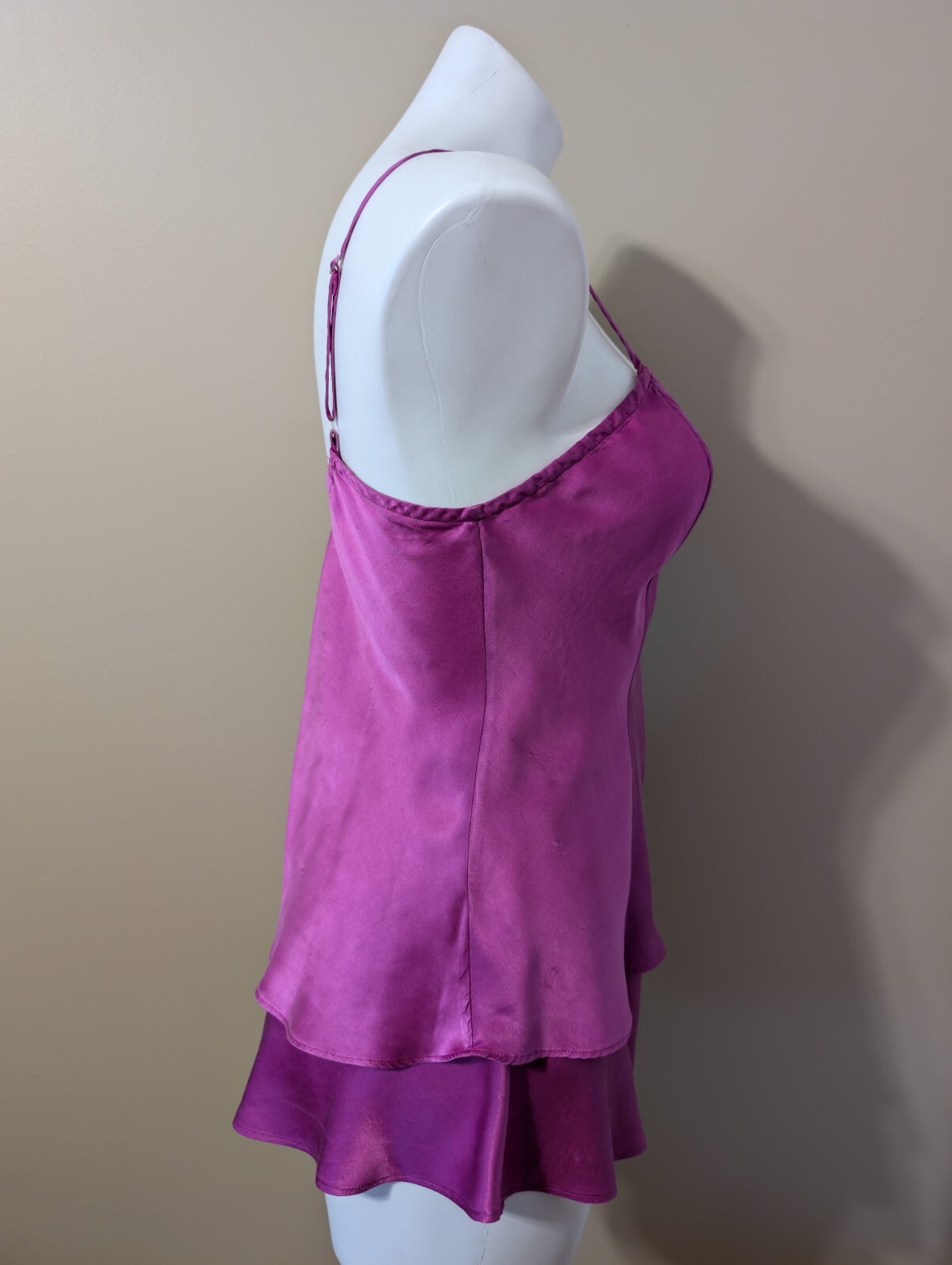 Vtg VICTORIA’S SECRET 100% Silk Fuchsia Pink Cami & Tap Panties Gold Label Sz S